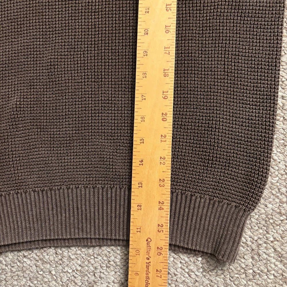 Tommy Bahama Mens Brown Waffle Knit Quarter Zip Sweater Suede Shoulders Large - Picture 4 of 8